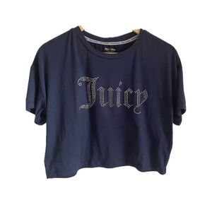Sz.M-Rhinestone Juicy Couture Short Sleeve T-Shirt-Navy Blue